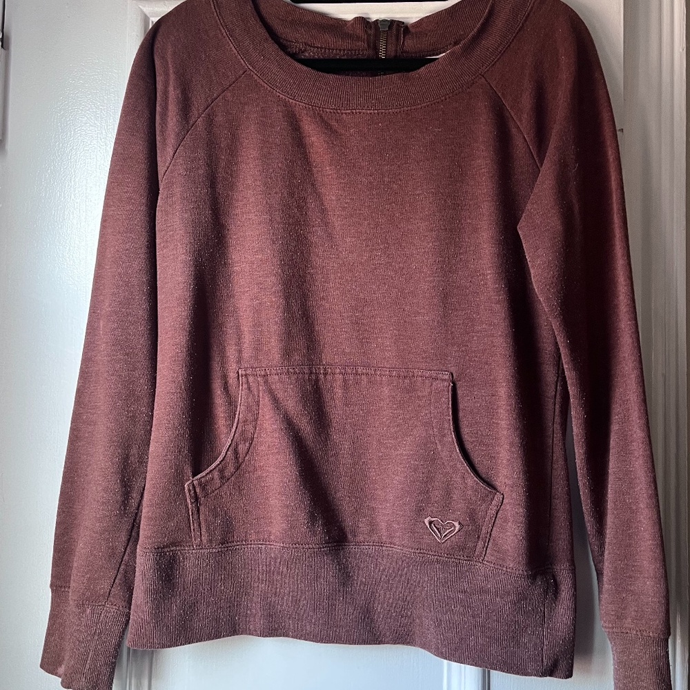 Roxy Brown Sweatshirt with Zipper back & Kangaroo Pocket